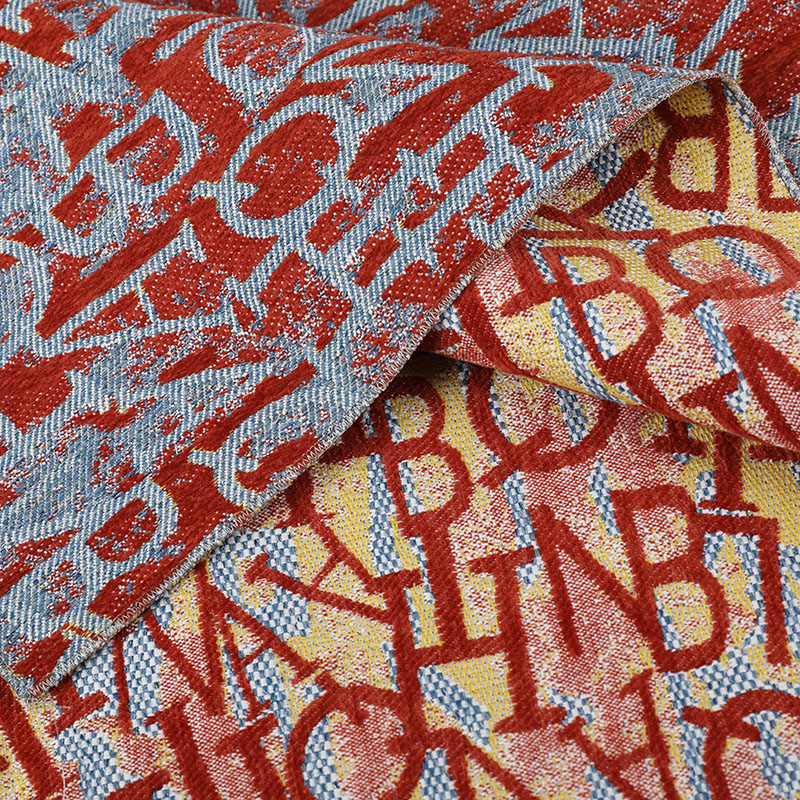 In chữ phong cách vải jacquard màu đỏ không thấm nước mạnh mẽ