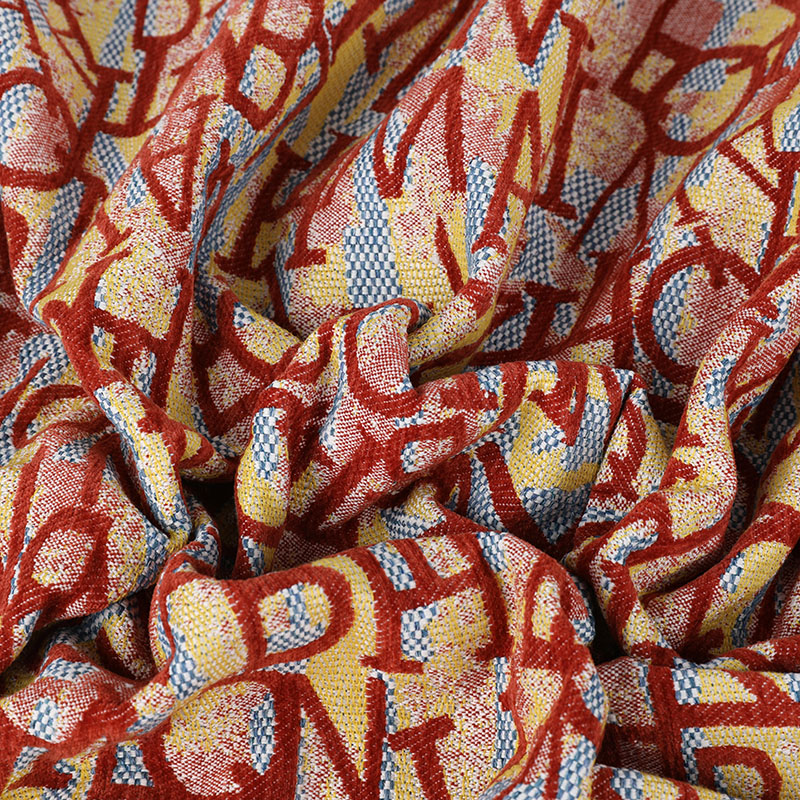 In chữ phong cách vải jacquard màu đỏ không thấm nước mạnh mẽ